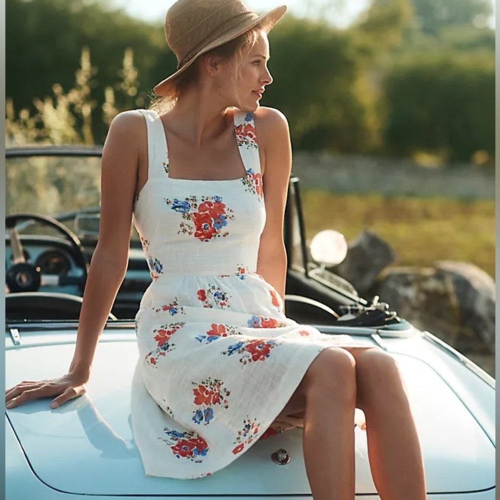 Anthropologie Meadow Rue Ingalls floral tie waist dress